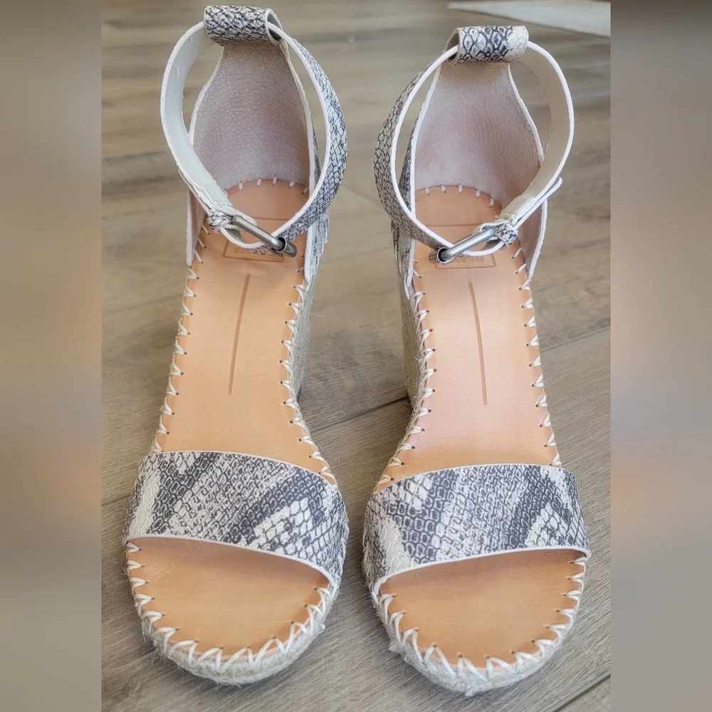 DOLCE VITA Women's Size 8 Noor Wedge Sandal Snake Print Leather. Espadrille - Picture 6 of 11